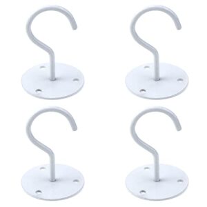 pastlla 4pcs ceiling hooks, wall mount ceiling metal hooks hanger iron bracket hooks for hanging plants flowerpots lanterns decoration lights, for indoor & outdoor use 2.17" (white)