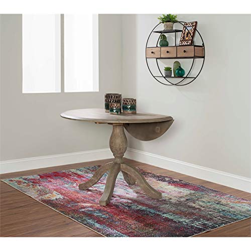 BOWERY HILL Transitional Wood Drop Leaf Dining Table in Antique Rustic Brown