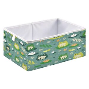 Kigai Cute Frog Cube Storage Bins - 11x11x11 in Large Foldable Cubes Organizer Storage Basket for Home Office, Nursery, Shelf, Closet