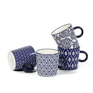 selamica ceramic 3.5 oz espresso cups, cappuccino cups 2.5 inch porcelain demitasse cups small coffee cups for latte mocha milk tea, set of 4, vintage blue