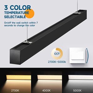 Barrina LED Linear Light, Anti-Glare Honeycomb Cover Hanging Light, 2700K 4000K 5000K Color Changing, 4FT Linkable Office Shop Light, Seamless Connection, 4 Pack Black, 5568 Honeycomb Cover Series