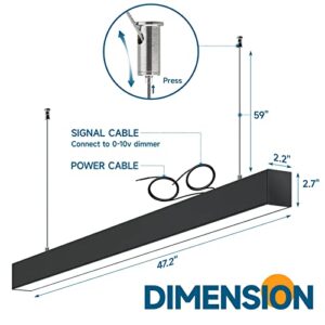 Barrina LED Linear Light, 0-10V Dimmable Hanging Light Fixtures, 2700K 4000K 5000K Color Changing, 4FT Linkable Shop Office Light, Seamless Connection, ETL Listed, 4 Pack Black, 5568-0-10V Series