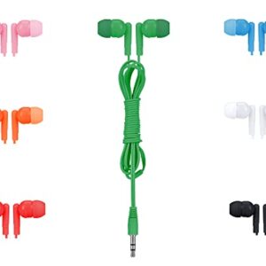 QIDAIZUOEN 21 Pack Bulk Earbuds Classroom Student Headphones Bulk Class Set Ear Buds Wired Disposable Durable Colorful Earphones with Good Sound Quality Individually Wrapped in 7 Colors