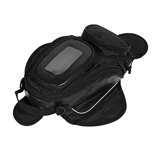 X AUTOHAUX Universal Motorcycle Tank Bag Backpack Motorbike GPS Bag Magnetic Gas Oil Fuel Tool Saddlebag Oxford Waterproof Black