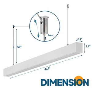 Barrina LED Linear Light, 4FT Linkable Anti-Glare Honeycomb Cover Hanging Light, 2700K 4000K 5000K Color Changing, 45W Seamless Connection Shop Light, ETL, 2 Pack White, 5568 Honeycomb Cover Series