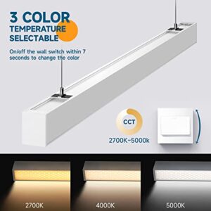 Barrina LED Linear Light, 4FT Linkable Anti-Glare Honeycomb Cover Hanging Light, 2700K 4000K 5000K Color Changing, 45W Seamless Connection Shop Light, ETL, 2 Pack White, 5568 Honeycomb Cover Series