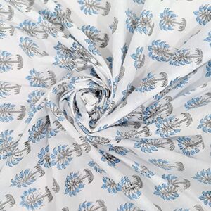 trade star handmade attractive indian floral pattern fabric beautiful designer fabric for dress making 100% pure natural dyed cotton fabric for craftwork (pattern - 5)