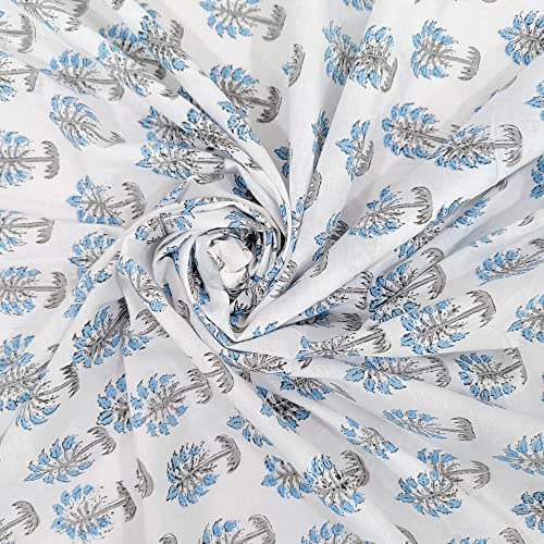 Trade Star Handmade Attractive Indian Floral Pattern Fabric Beautiful Designer Fabric for Dress Making 100% Pure Natural Dyed Cotton Fabric for Craftwork (Pattern - 5)