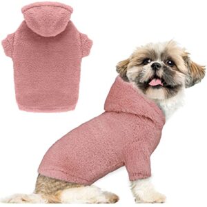 fuzzy dog hoodie dog sweater dog clothes warm soft cozy dog coats hooded sweatshirt fleece small dog hoodies dog sweaters for small dogs(pink-xs)