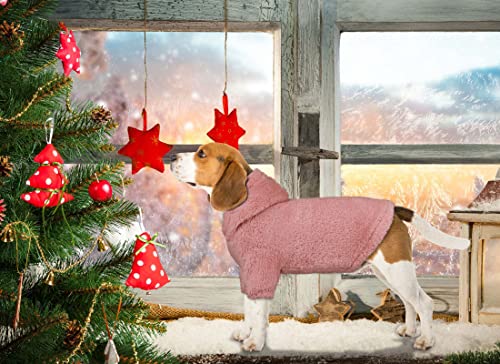 Fuzzy Dog Hoodie Dog Sweater Dog Clothes Warm Soft Cozy Dog Coats Hooded Sweatshirt Fleece Small Dog Hoodies Dog Sweaters for Small Dogs(Pink-XS)