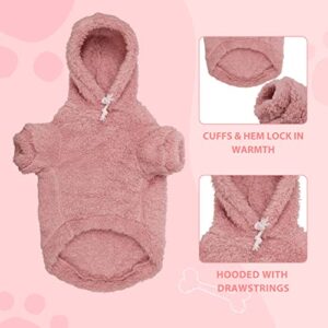 Fuzzy Dog Hoodie Dog Sweater Dog Clothes Warm Soft Cozy Dog Coats Hooded Sweatshirt Fleece Small Dog Hoodies Dog Sweaters for Small Dogs(Pink-XS)