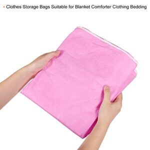 uxcell Clothes Storage Bag 2pcs Comforters Storage Bags Foldable Clothing Storage Containers with Reinforced Handle & Sturdy Zipper, Closet Organizer with Clear Window-Pink