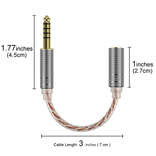 ANLINKSHINE 4.4mm Balance Male to 2.5mm Balance Female Adapter Cable, 6N OCC Copper Silver Plate Audio Cord Compatible with Sony PHA-2A, TA-ZH1ES, NW-ZX300A, NW-WM1A, NW-WM1Z Audio Player, DAP