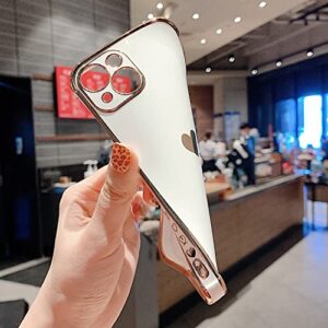 JFWEN Compatible with iPhone 14 Plus Case Cute Plating Love Heart Shockproof Protective Slim Thin Soft Silicone Electroplated Phone Cover for iPhone 14Plus 6.7 inch 2022 (White)