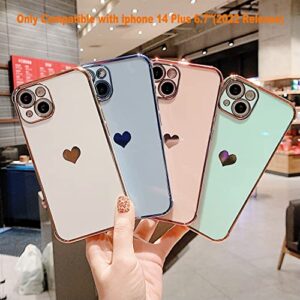 JFWEN Compatible with iPhone 14 Plus Case Cute Plating Love Heart Shockproof Protective Slim Thin Soft Silicone Electroplated Phone Cover for iPhone 14Plus 6.7 inch 2022 (White)