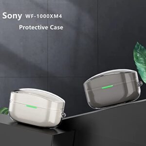 Cover Case for Sony WF-1000XM4 Earbud, Upgrade TPU Durable Sony WF-1000XM4 Case Wireless Earbuds Protective Cover with Keychain [2 Pack] (HD Transparent + Clear Black)