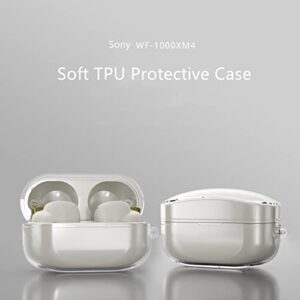 Cover Case for Sony WF-1000XM4 Earbud, Upgrade TPU Durable Sony WF-1000XM4 Case Wireless Earbuds Protective Cover with Keychain [2 Pack] (HD Transparent + Clear Black)