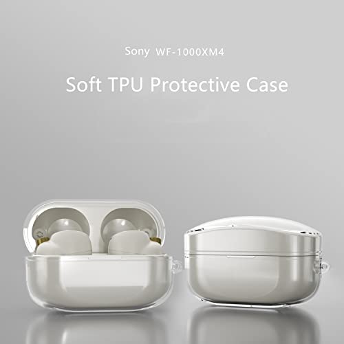 Cover Case for Sony WF-1000XM4 Earbud, Upgrade TPU Durable Sony WF-1000XM4 Case Wireless Earbuds Protective Cover with Keychain [2 Pack] (HD Transparent + Clear Black)