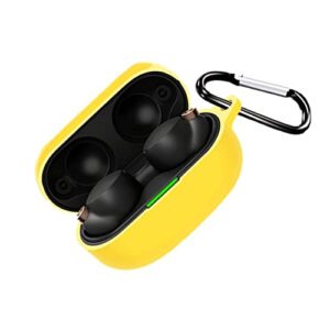 cover case compatible with sony wf-1000xm4 earbud, soft silicon colorful sony wf-1000xm4 case wireless earbuds protective cover with keychain (yellow)