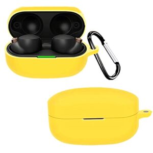 Cover Case Compatible with Sony WF-1000XM4 Earbud, Soft Silicon Colorful Sony WF-1000XM4 Case Wireless Earbuds Protective Cover with Keychain (Yellow)