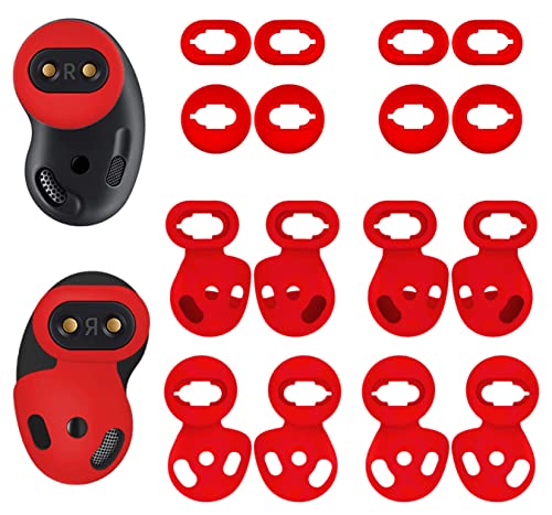 [ 8 Pairs ] Galaxy Buds Live Ear Tips Wing Tips, Non-Slip Anti-Slip Sound Leakproof Silicone Earbuds Replacement Cover Accessories Compatible with Samsung Galaxy Buds Live Red S/L