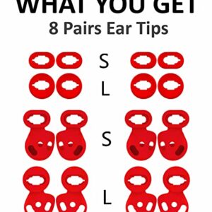 [ 8 Pairs ] Galaxy Buds Live Ear Tips Wing Tips, Non-Slip Anti-Slip Sound Leakproof Silicone Earbuds Replacement Cover Accessories Compatible with Samsung Galaxy Buds Live Red S/L