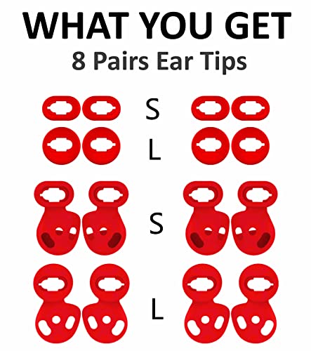 [ 8 Pairs ] Galaxy Buds Live Ear Tips Wing Tips, Non-Slip Anti-Slip Sound Leakproof Silicone Earbuds Replacement Cover Accessories Compatible with Samsung Galaxy Buds Live Red S/L