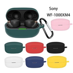 Cover Case Compatible with Sony WF-1000XM4 Earbud, Soft Silicon Colorful Sony WF-1000XM4 Case Wireless Earbuds Protective Cover with Keychain (Green)