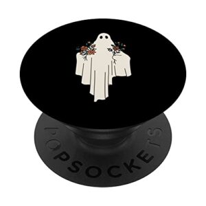 sad vintage melancholy ghost with flowers simple meme popsockets swappable popgrip