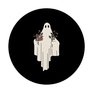 Sad Vintage Melancholy Ghost with Flowers Simple Meme PopSockets Swappable PopGrip