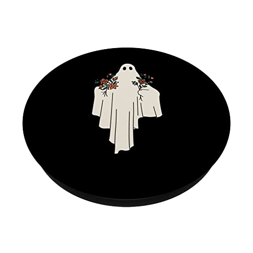 Sad Vintage Melancholy Ghost with Flowers Simple Meme PopSockets Swappable PopGrip