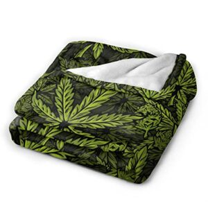 DICITNET Green Leaves of Weed Blanket Throw Blanket Lightweight Microfiber Blankets for Bed Couch Sofa Blanket Quilt 80"X60"