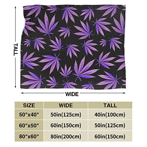 DICITNET Purple Weeds Leaf Pattern Blanket Throw Blanket Lightweight Microfiber Blankets for Bed Couch Sofa Blanket Quilt 50"X40"