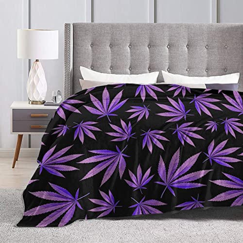 DICITNET Purple Weeds Leaf Pattern Blanket Throw Blanket Lightweight Microfiber Blankets for Bed Couch Sofa Blanket Quilt 50"X40"