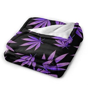 DICITNET Purple Weeds Leaf Pattern Blanket Throw Blanket Lightweight Microfiber Blankets for Bed Couch Sofa Blanket Quilt 50"X40"