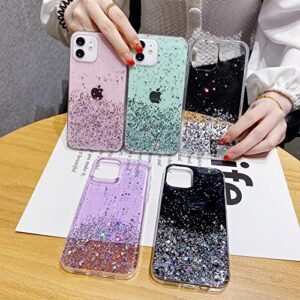 Compatible with Samsung A51 5g Case Clear Glitter Silicone, Phone Samsung Galaxy A51 5g Case Glitter Sparkle Pink Shockproof Thin Cover (Black)