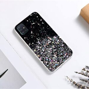 Compatible with Samsung A51 5g Case Clear Glitter Silicone, Phone Samsung Galaxy A51 5g Case Glitter Sparkle Pink Shockproof Thin Cover (Black)