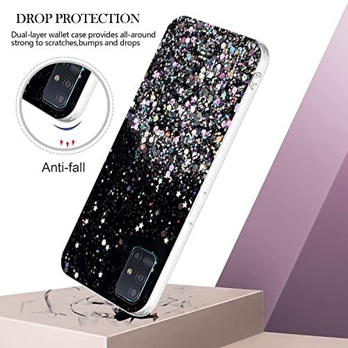 Compatible with Samsung A51 5g Case Clear Glitter Silicone, Phone Samsung Galaxy A51 5g Case Glitter Sparkle Pink Shockproof Thin Cover (Black)