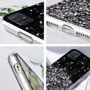 Compatible with Samsung A51 5g Case Clear Glitter Silicone, Phone Samsung Galaxy A51 5g Case Glitter Sparkle Pink Shockproof Thin Cover (Black)