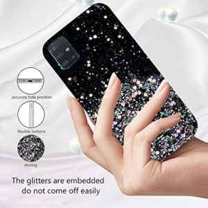 Compatible with Samsung A51 5g Case Clear Glitter Silicone, Phone Samsung Galaxy A51 5g Case Glitter Sparkle Pink Shockproof Thin Cover (Black)