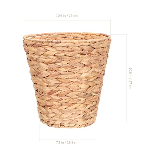 SEWACC Woven Water Hyacinth Wicker Waste Basket Natural Woven Trash Can Round Wastebasket Garbage Bin for Bathroom Essentials Sundries Laundry 27cm