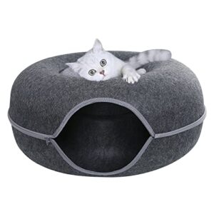 dsopv cat tunnel bed, four seasons available cat nest, detachable round felt cat tube play toy with peek hole, washable interior cat play tunnel for about 9 lbs small pets rabbits, kittens, puppy