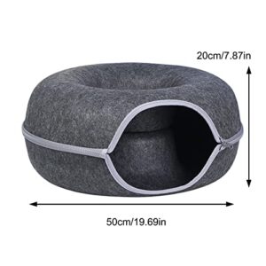 DSOPV Cat Tunnel Bed, Four Seasons Available Cat Nest, Detachable Round Felt Cat Tube Play Toy with Peek Hole, Washable Interior Cat Play Tunnel for About 9 lbs Small Pets Rabbits, Kittens, Puppy