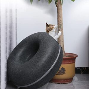 DSOPV Cat Tunnel Bed, Four Seasons Available Cat Nest, Detachable Round Felt Cat Tube Play Toy with Peek Hole, Washable Interior Cat Play Tunnel for About 9 lbs Small Pets Rabbits, Kittens, Puppy