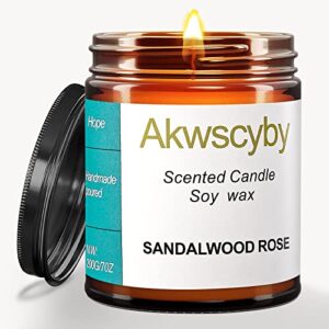 birthday gift candles,sandalwood rose candle,engagement gift,all natural candle, new home luxury candle,funny birthday gifts for women, men, friends | 7oz, 40-hours burning time