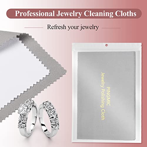 PINGMIC 6 Jewelry Polishing Cloths, Professional Silver Polishing Cloth for Jewelry Sterling Silver Gold Platinum Copper Diamond (11'' x 14'' * 2 Pcs, 4'' x 8'' *4 Pcs)