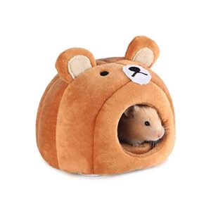 PIXRIY Guinea Pig Cave Bed, Small Animal Washable Cage Accessories Pet Hideout Bed House Anti-Slip for Hamsters,Chinchilla and Hedgehogs (Bear)