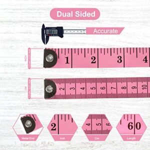 HANSMAYA Soft Tape Measure for Body Measuring Fiberglass Tape Measure Body Measuring Tape for Sewing Tailor Fabric Cloth Weight Loss Measurements Flexible Ruler Double Scale 150cm/60inch White