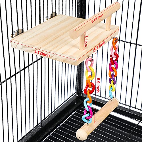 FrgKbTm Bird Perches Cage Toys Parrot Wooden Platform Play Gyms Exercise Stands with Acrylic Wood Swing Ferris Wheel Chewing for Animals Green Cheeks, Baby Lovebird, Chinchilla, Hamster Budgie