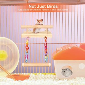 FrgKbTm Bird Perches Cage Toys Parrot Wooden Platform Play Gyms Exercise Stands with Acrylic Wood Swing Ferris Wheel Chewing for Animals Green Cheeks, Baby Lovebird, Chinchilla, Hamster Budgie